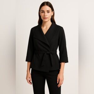 Sandro Tailored Jacket Black Belted Trench